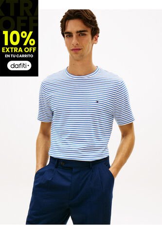 Camiseta Azul Regular Fit A Rayas Tommy Hilfiger Tommy Hilfiger