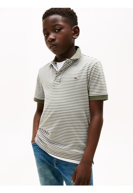 Polo Verde De Punto Interlock De Corte Regular Tommy Hilfiger