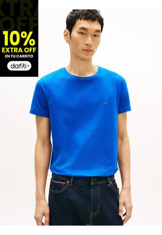 Camiseta Azul De Cuello Redondo Y Corte Extra Slim Tommy Hilfiger Tommy Hilfiger