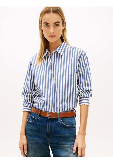 Camisa Azul De Popelín Con Corte Oversize Tommy Hilfiger