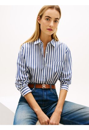 Camisa Azul De Popelín Con Corte Oversize Tommy Hilfiger