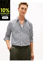 Camisa Negra De Popelín A Rayas TH Flex Tommy Hilfiger de Tommy Hilfiger