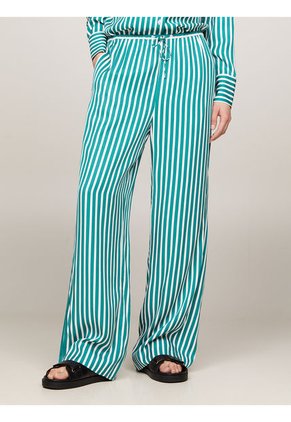 Pantalón Verde Amplio De Rayas Con Cordón Tommy Hilfiger