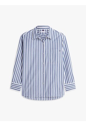 Camisa Azul De Popelín Con Corte Oversize Tommy Hilfiger