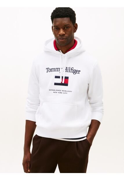 Buzo Blanco Con Capota Con Logo Gráfico Tommy Hilfiger