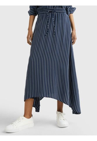 Falda Midi Con Diseño De Rayas Mujer Blanco Tommy Hilfiger Tommy Hilfiger