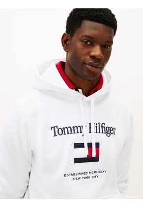 Buzo Blanco Con Capota Con Logo Gráfico Tommy Hilfiger