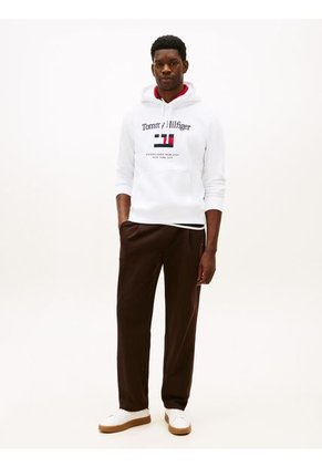 Buzo Blanco Con Capota Con Logo Gráfico Tommy Hilfiger