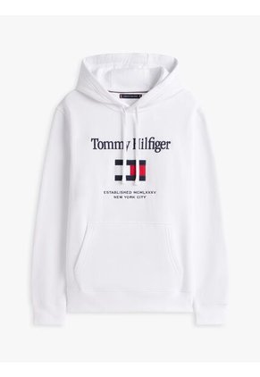 Buzo Blanco Con Capota Con Logo Gráfico Tommy Hilfiger