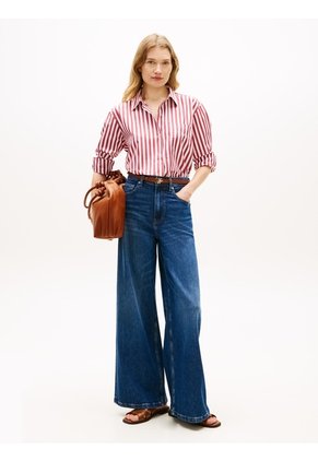 Camisa Roja De Popelín Con Corte Oversize Tommy Hilfiger