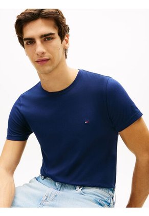 Camiseta Azul De Cuello Redondo Y Corte Extra Slim Tommy Hilfiger