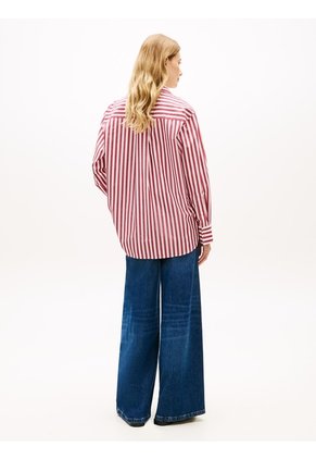 Camisa Roja De Popelín Con Corte Oversize Tommy Hilfiger