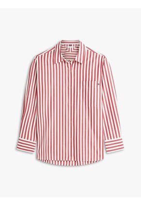 Camisa Roja De Popelín Con Corte Oversize Tommy Hilfiger