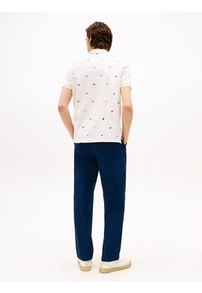 Polo Blanco De Corte Regular Estampado De Banderas  Tommy Hilfiger