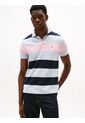 Polo Celeste Con Diseño Color Block Y Rayas De Corte Regular Tommy Hilfiger de Tommy Hilfiger