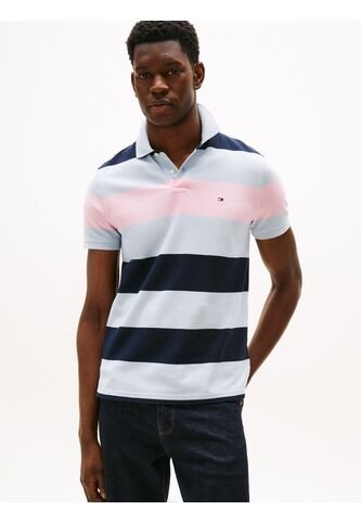 Polo Celeste Con Diseño Color Block Y Rayas De Corte Regular Tommy Hilfiger Tommy Hilfiger