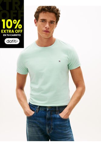 Camiseta Verde De Cuello Redondo Y Corte Extra Slim Tommy Hilfiger Tommy Hilfiger