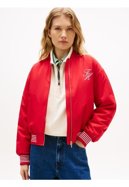 Chaqueta Roja Bomber Con Logo Script Tommy Hilfiger