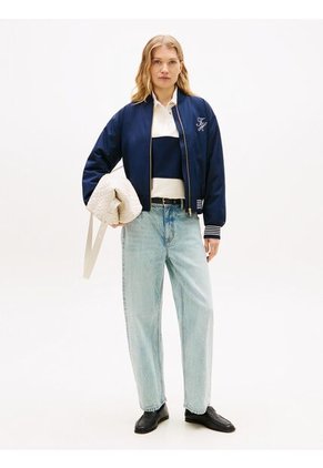 Chaqueta Azul Bomber Con Logo Script Tommy Hilfiger