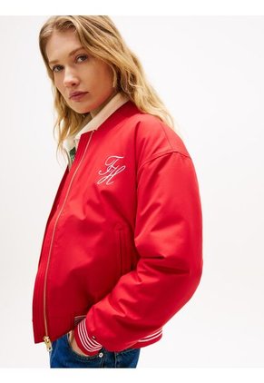 Chaqueta Roja Bomber Con Logo Script Tommy Hilfiger