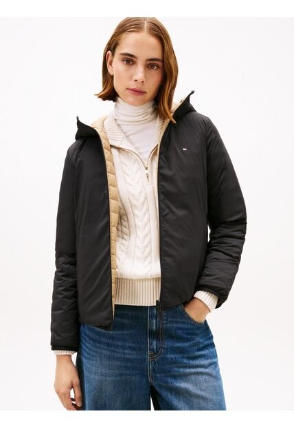 Chaqueta Negra Ligera Con Logo Tommy Hilfiger