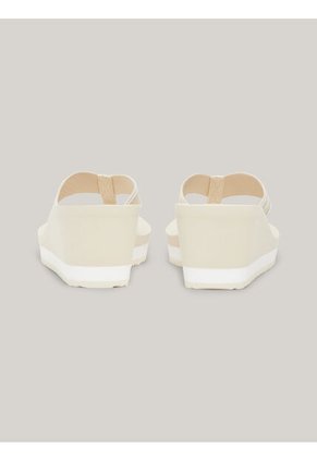 Sandalias Beige De Cuña Con Logo Tommy Hilfiger