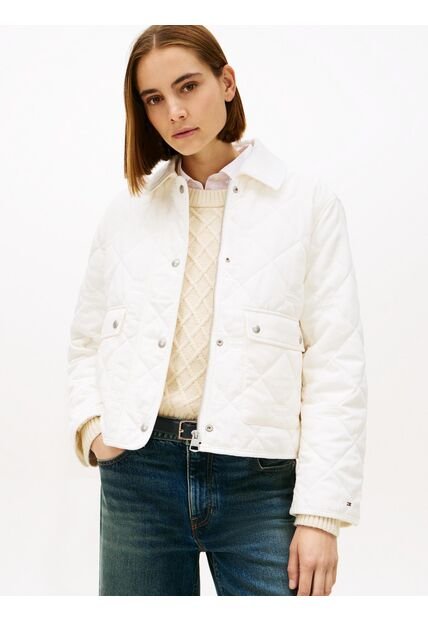 Chaqueta Blanca Acolchada Con Logo Tommy Hilfiger