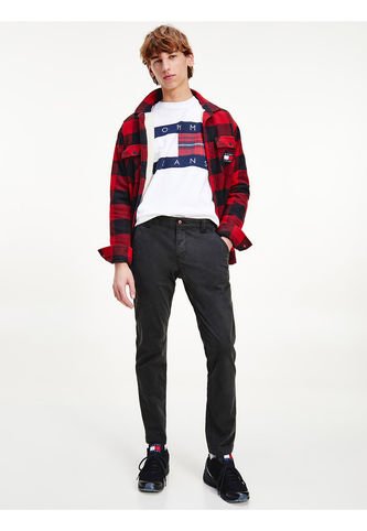 Pantalón Negro Chino Scanton De Corte Slim Con Logo Tommy Jeans Tommy Hilfiger