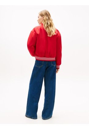 Chaqueta Roja Bomber Con Logo Script Tommy Hilfiger