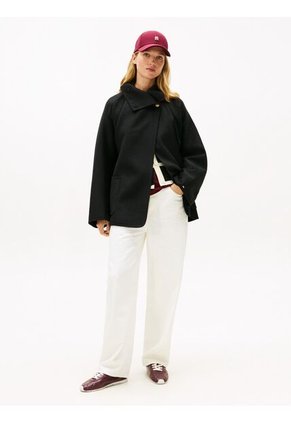 Chaqueta Negra Oversize De De Mezcla De Lana Tommy Hilfiger