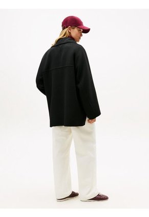 Chaqueta Negra Oversize De De Mezcla De Lana Tommy Hilfiger