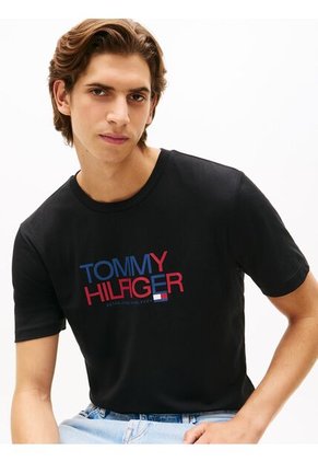 Camiseta Negra Con Logo Brand Love Estampado En El Pecho Tommy Hilfiger