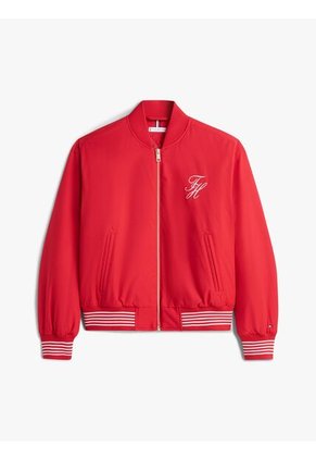 Chaqueta Roja Bomber Con Logo Script Tommy Hilfiger