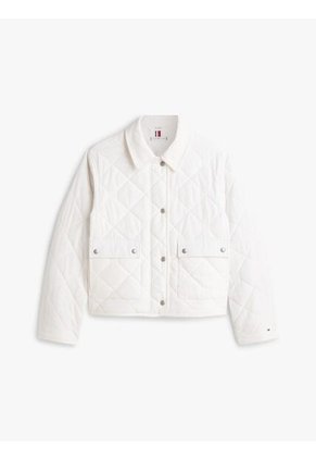 Chaqueta Blanca Acolchada Con Logo Tommy Hilfiger