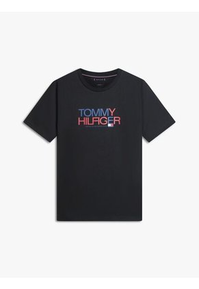Camiseta Negra Con Logo Brand Love Estampado En El Pecho Tommy Hilfiger