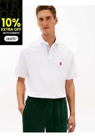 Polo Blanco Archive Crest Con Logo Tommy Hilfiger Tommy Hilfiger