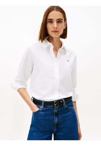 Camisa Blanca Oxford De Corte Relaxed Con Logo Tommy Hilfiger Tommy Hilfiger