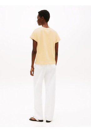 Camiseta Amarilla Texturizada De Cuello Redondo Tommy Hilfiger