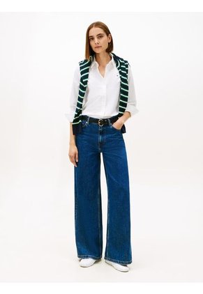 Camisa Blanca Oxford De Corte Relaxed Con Logo Tommy Hilfiger