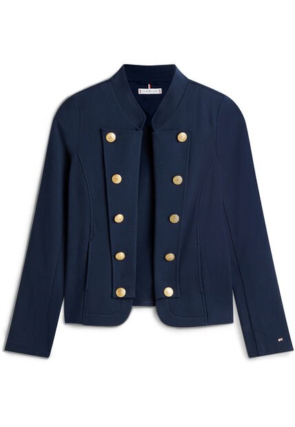 Chaqueta Azul Abierta En Tejido Ponte Con Banda Decorativa Tommy Hilfiger