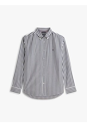 Camisa Negra De Popelín A Rayas TH Flex Tommy Hilfiger