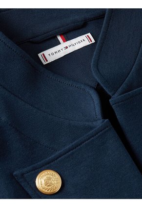 Chaqueta Azul Abierta En Tejido Ponte Con Banda Decorativa Tommy Hilfiger