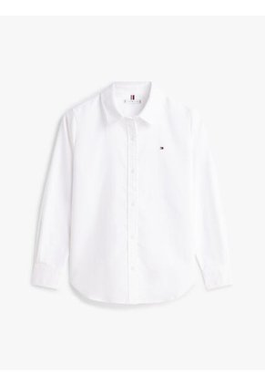 Camisa Blanca Oxford De Corte Relaxed Con Logo Tommy Hilfiger