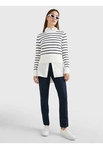 Pantalón Chino De Sarga Con Corte Slim Mujer Azul Tommy Hilfiger Tommy Hilfiger