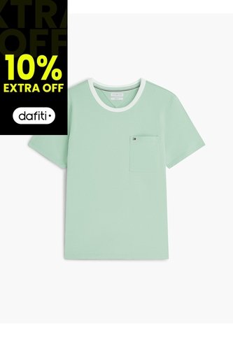 Camiseta Verde De Punto Con Cuello De Malla Tommy Hilfiger Tommy Hilfiger