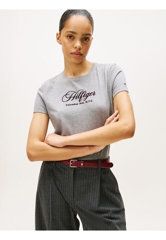 Camiseta Gris De Cuello Redondo Con Logo Bordado Tommy Hilfiger Tommy Hilfiger
