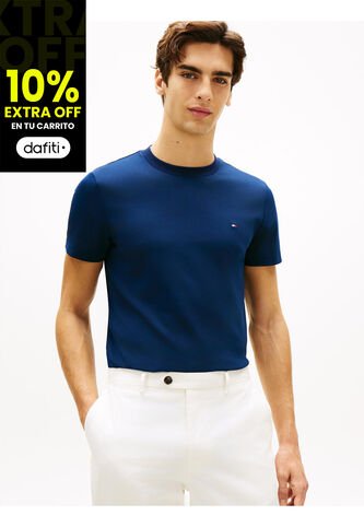 Camiseta Azul De Tejido Interlock Con Corte Slim Tommy Hilfiger Tommy Hilfiger