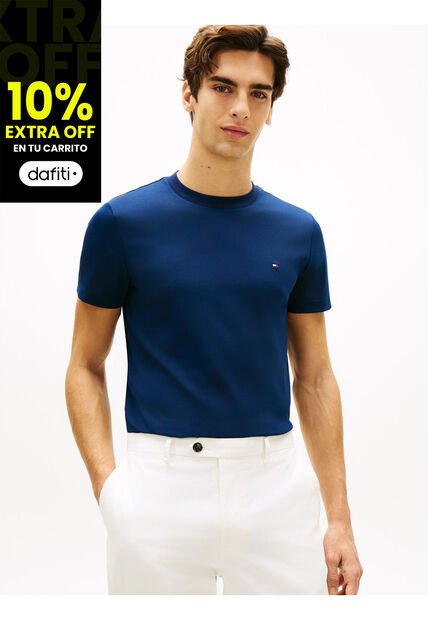 Camiseta Azul De Tejido Interlock Con Corte Slim Tommy Hilfiger