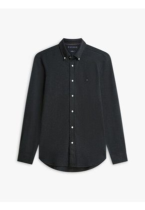 Camiseta Negra Manga Larga De Punto Piqué Featherweight Tommy Hilfiger