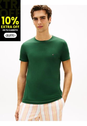 Camiseta Verde De Cuello Redondo Y Corte Extra Slim Tommy Hilfiger Tommy Hilfiger